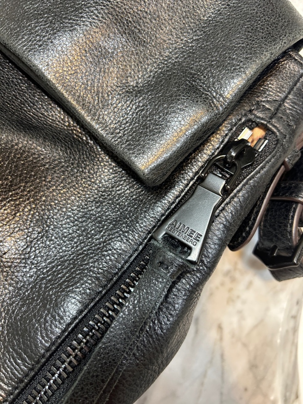Aimee Kestenberg Black Pebbled Leather Shoulder Bag - Picture 2 of 16